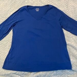Chico’s Women's Blue V-Neck Pima Cotton Top